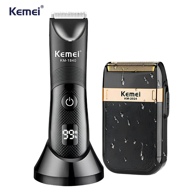 Aparador à Prova D'agua Km-1840 + Barbeador Elétrico Km-2024 | Kemei ®