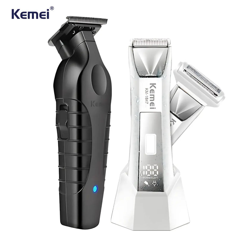 Máquina de Acabamento 0Gap Km-2299 + Aparador Intimo IPX7 Km-1847 | Kemei ®