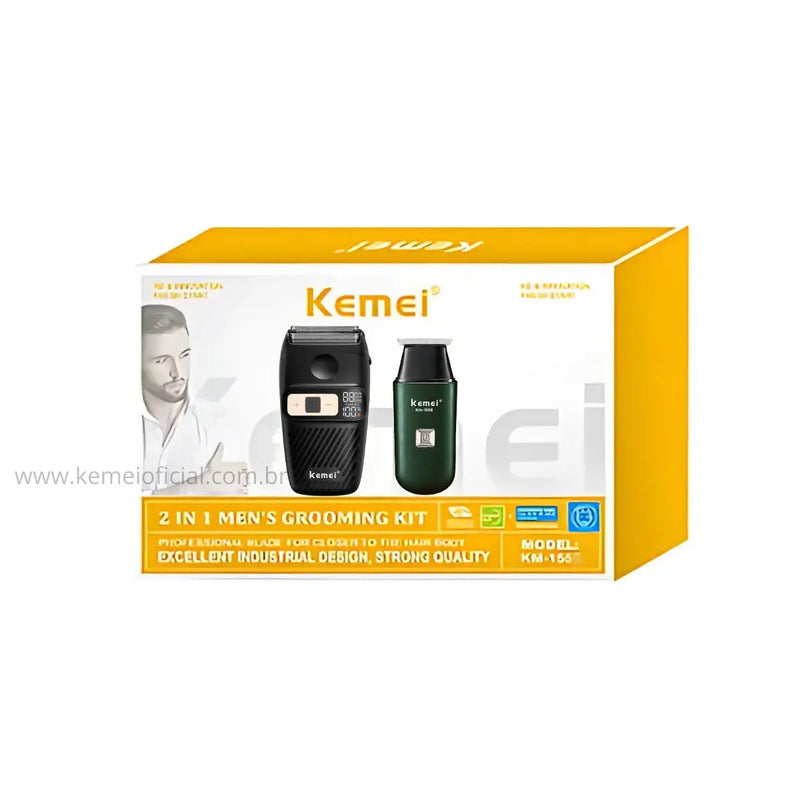 Kit 2 em 1 Aparador de Pelos + Barbeador Elétrico 3x velocidades Km-1558 | Kemei ®