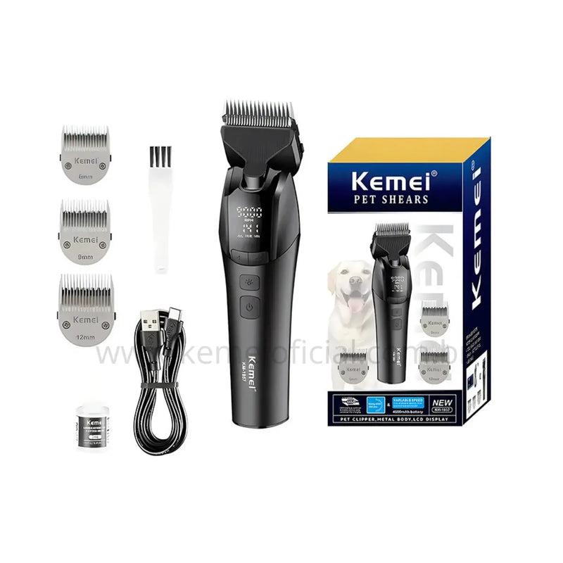 Máquina de Tosa Profissional Pet Clipper 4x lâminas Km-1857 | Kemei ®