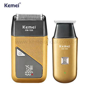 Kit 2 em 1 Aparador de Pelos + Barbeador Elétrico 3x velocidades Km-1559 | Kemei ®