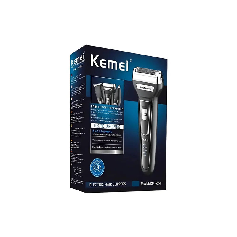 Barbeador Elétrico 3 em 1 Profissional Km-6558 | Kemei ®
