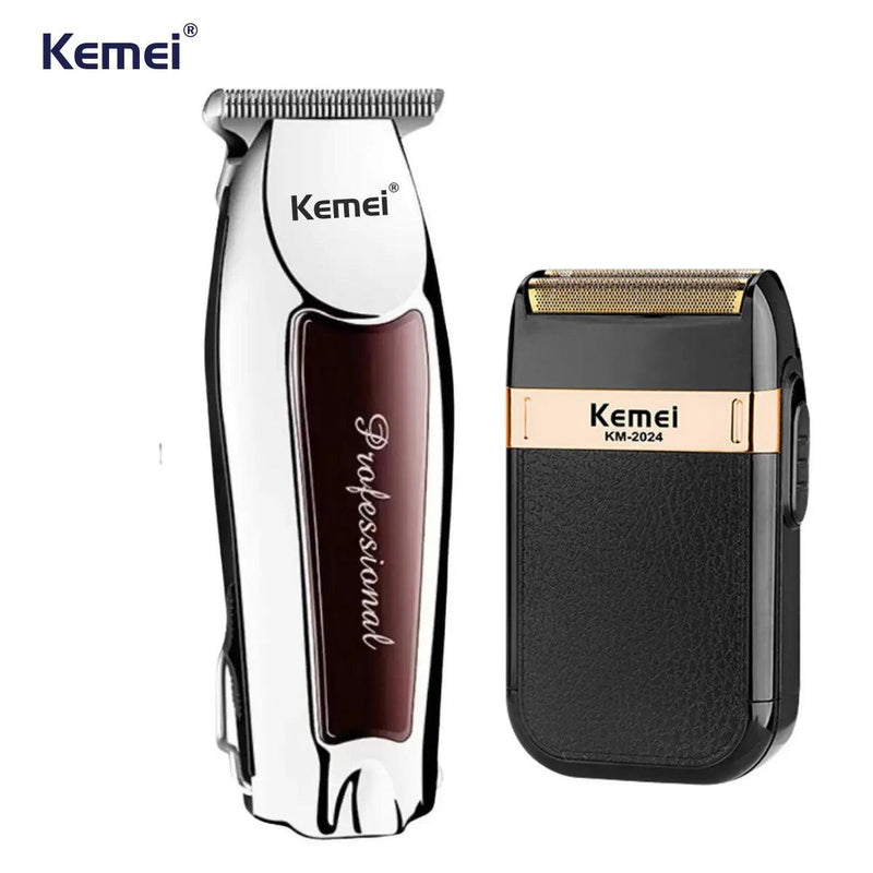 Máquina de Acabamento Km-9163 + Barbeador Elétrico Km-2024 | Kemei ®