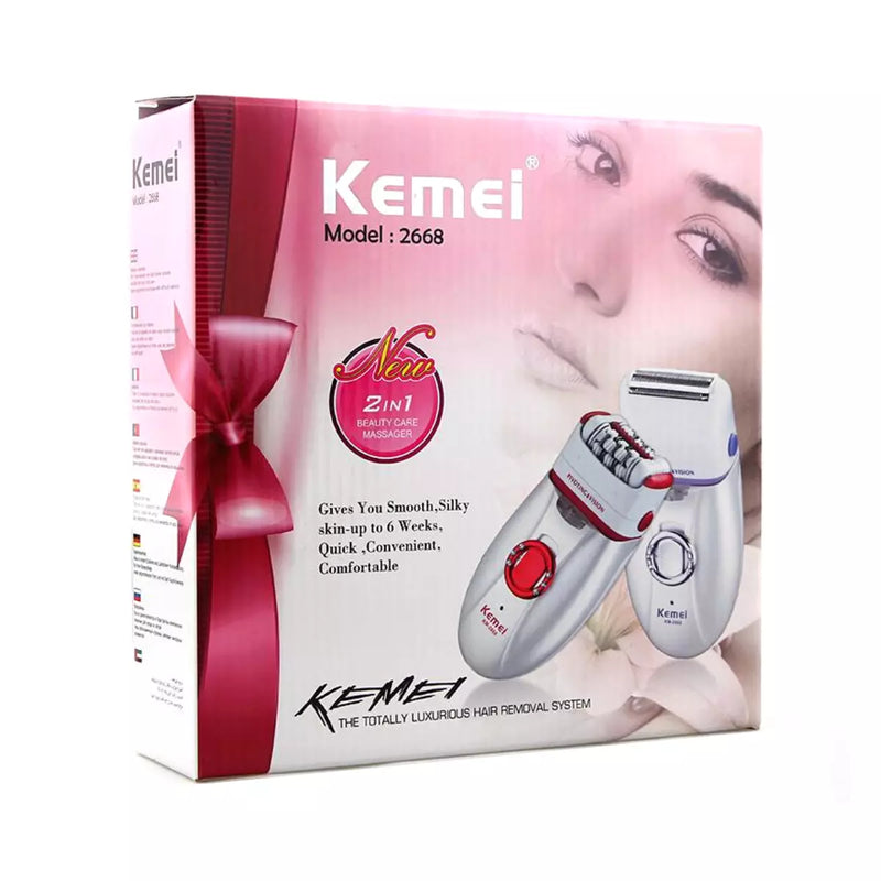Depilador Elétrico 2 em 1 Profissional KM-2668 | Kemei ®